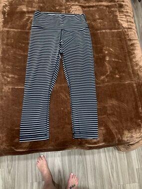 Woman’s size 8 lululemon black and White Striped Leggings